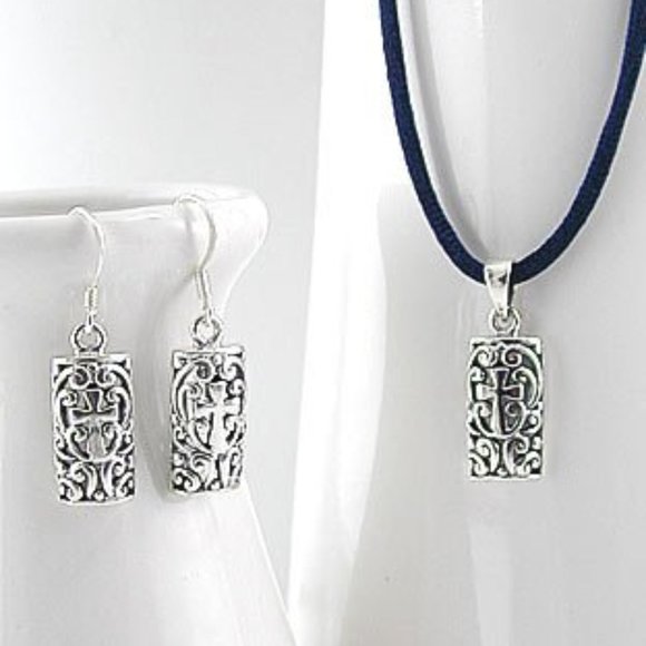 Celtic Cross Pendant & Earrings Set - Sterling Silver - NEW - Picture 1 of 1